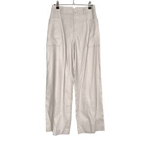 Club Monaco Linen Blend Straight Leg Light Grey High Rise Pants 0